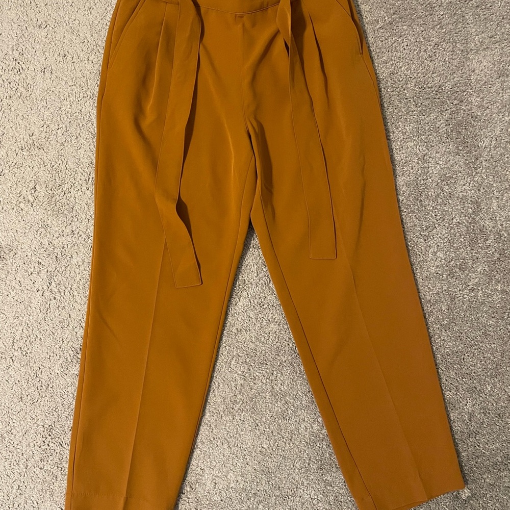 Women's Mustard Tie-Waist Pants - Picture 3 of 7